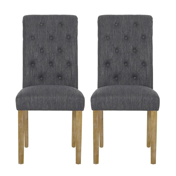 Noble House Ammy Beige and Natural Tufted Fabric Dining Chair (Set of 2)