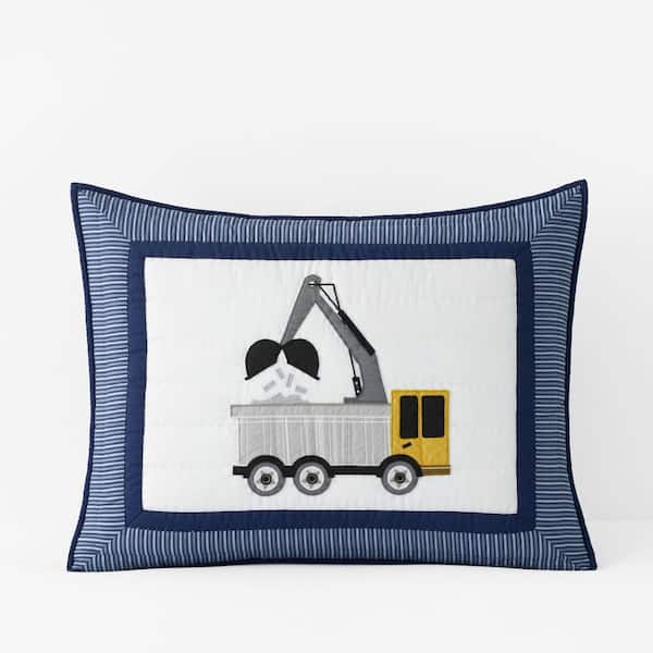 Company Kids Blue Multi Company Kids Construction Builders Cotton Standard Sham