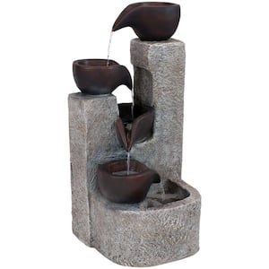 29 in. Aged Tiered Vessels Solar Fountain with Battery Backup