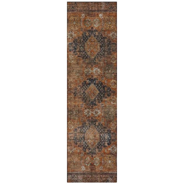 Chantille Machine Washable Indoor/Outdoor Abstract ACN2808 Rust 2 ft. x 7 ft. Runner Rug