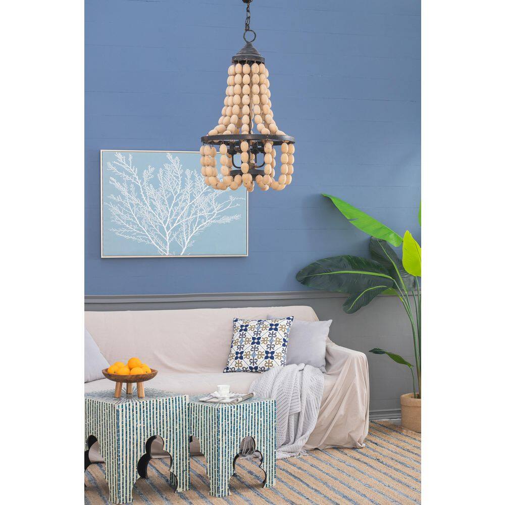 CottaIron 4-Light Bohemian Beige Beaded Pendant Design Metal Chandelier for Kitchen, Hallway, with No Bulbs Included price history on PriceWatchPro