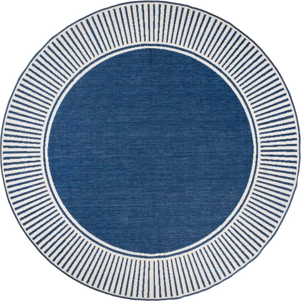 Striped Border Flatweave Navy 8 ft. Outdoor Area Rug price history on PriceWatchPro