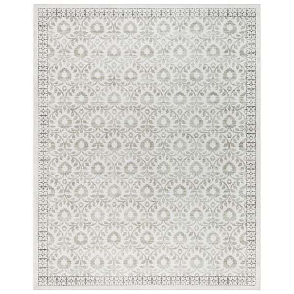 Gertmenian Crystal Print Esme Sage 5 ft. x 7 ft. Floral Digitally Printed Polyester Area Rug