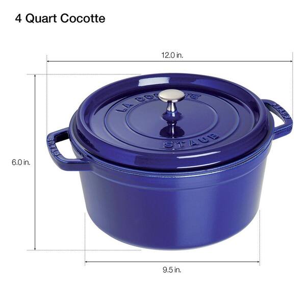 staub Cast Iron 4 qt. Round Cast Iron Dutch Oven in Dark Blue with