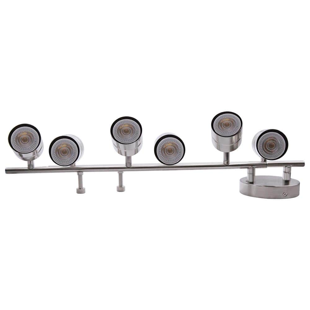 Brushed Nickel 6-Light LED Swivel Track Lighting Kit