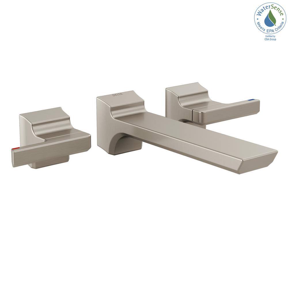 Modern Stainless Steel Wall-Mounted Widespread Bathroom Faucet