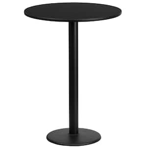 24 in. Round Black Laminate Table Top with 18 in. Round Bar Height Table Base