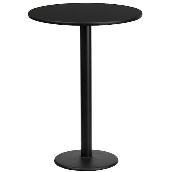 Flash Furniture 24 in. Round Black Laminate Table Top with 18 in. Round Bar Height Table Base