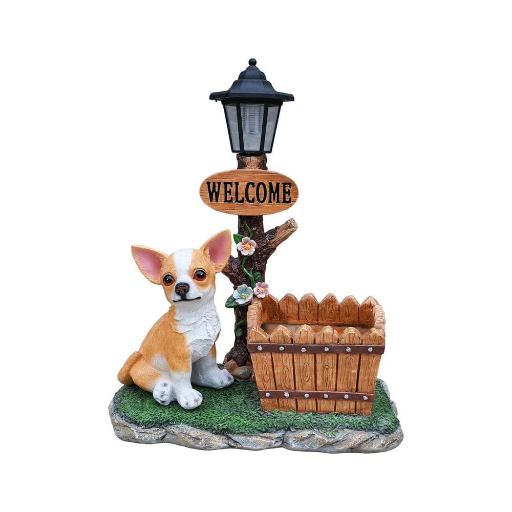 GOGEXX Brown 16.93 in. x 20.47 in. Resin Sitting Chihuahua Dog