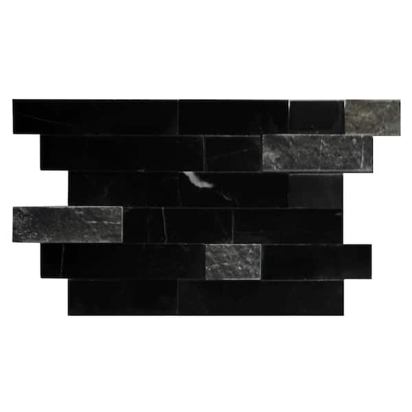 sunwings Black 6 in. x 6 in. Natural Marble Peel and Stick Backsplash Wall Tile (1-Pack)
