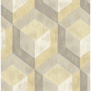 Rustic Wood Tile Honey Geometric Honey Wallpaper Sample