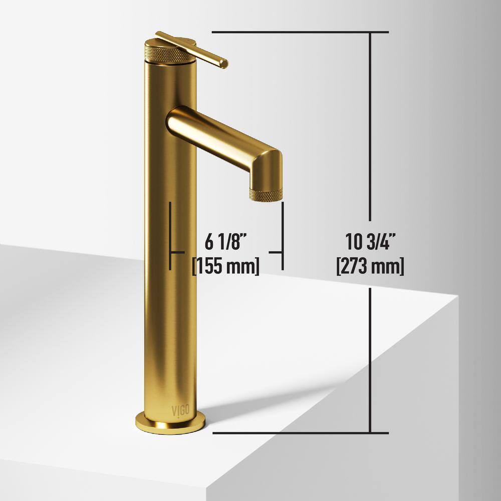 Matte Brushed Gold Single Handle Vessel Sink Faucet
