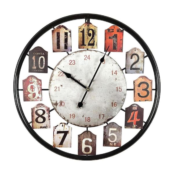 20 Inch Black Analog Metal Silent Non Ticking Wall Clock