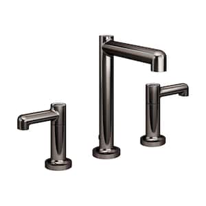 Museo 8 in. Widespread 2-Handle Low Flow Bathroom Faucet with Drain Assembly in Polished Graphite