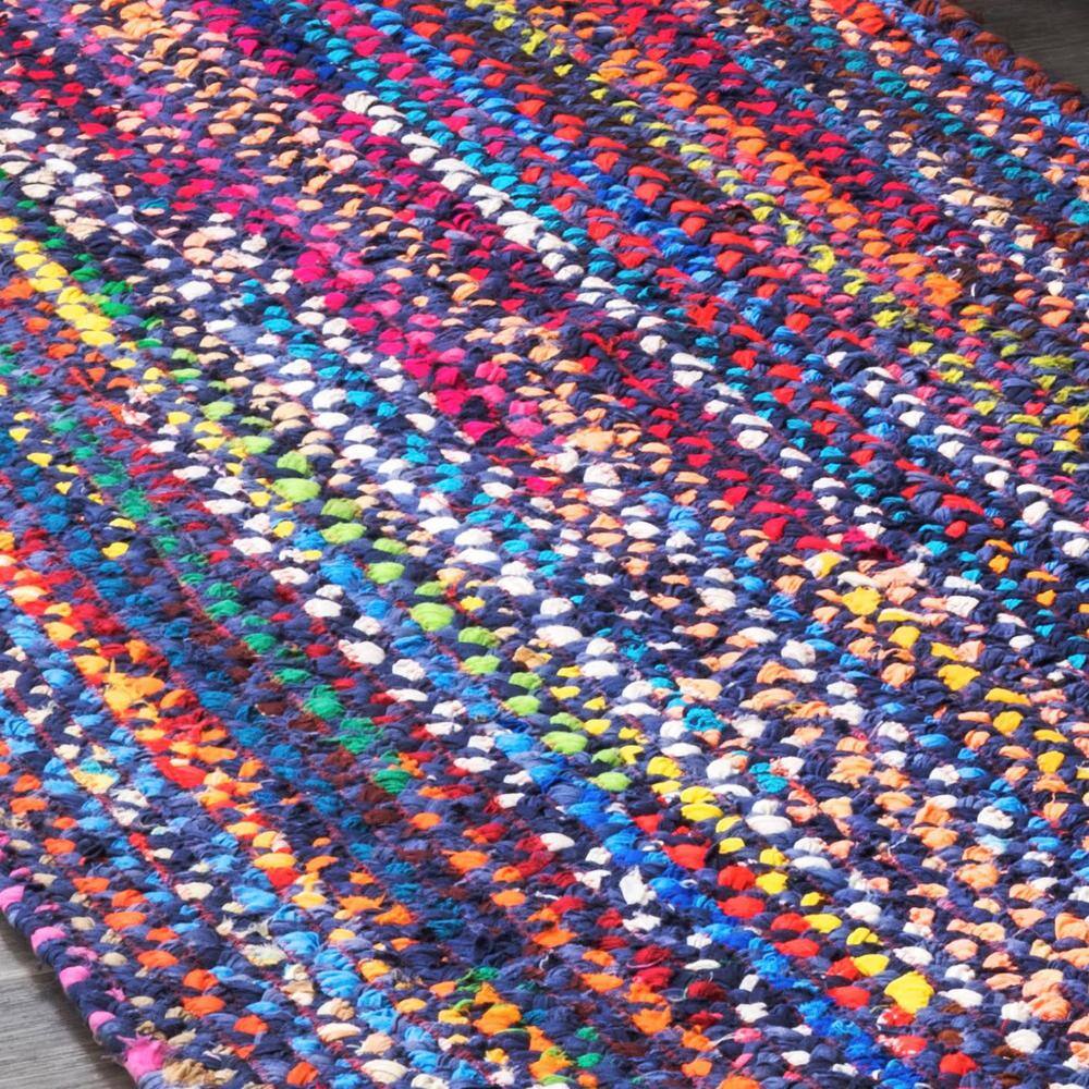 Handmade Chindi Blue Cotton Blend 5' x 8' Area Rug