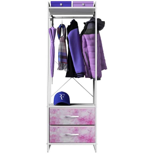 Sorbus Tie-Dye Pink Steel Clothes Rack with Fabric Drawers and Wood Top  15.25 in. W x 70 in. H DRW-CR-TID2 - The Home Depot