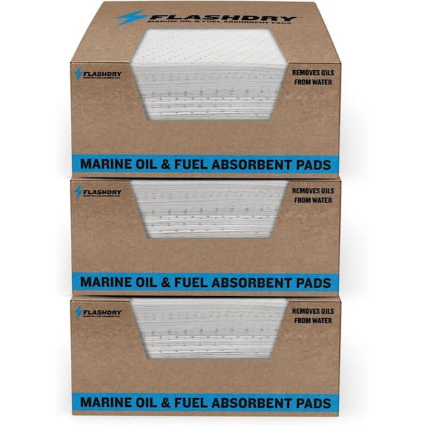 17.5 in. x 13.5 in. Eco-Friendly Marine Oil & Fuel Spill Absorber Pads-300 Pack, Water-Repellent, Tear-Resistant