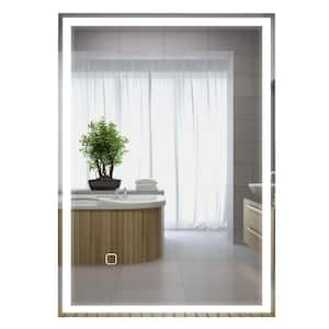 19.75 in. x 27.5 in. LED Rectangular Framed Bathroom Mirror, Wall Mounted Mirror with Dimmable Memory Touch, Waterproof