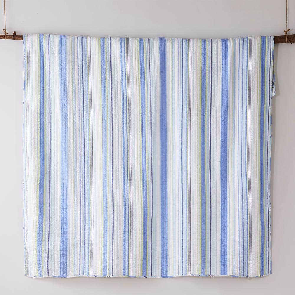 Catalina Blue and Green Cotton Coastal Full/Queen Quilt Set