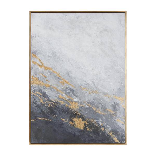 Litton Lane 1- Panel Geode Framed Wall Art with Gold Frame 65 in. x 48 in.