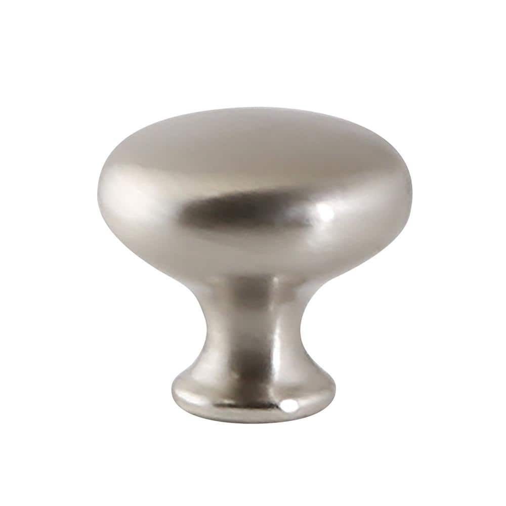 Brushed Nickel Round Traditional Cabinet Knob with Mounting Hardware