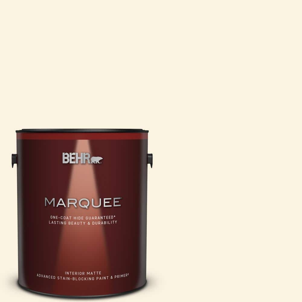 BEHR MARQUEE 1 Gal. #W-D-710 Creamy White Matte Interior Paint & Primer ...