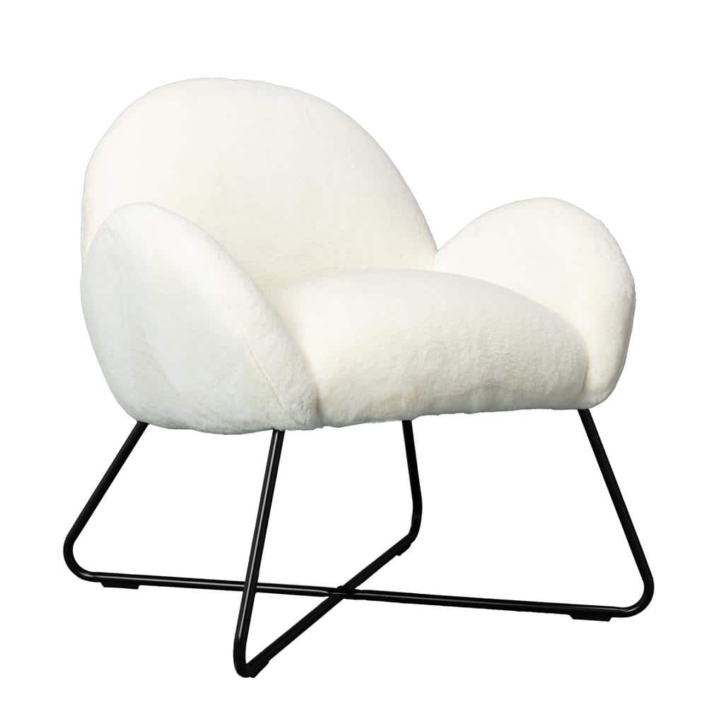 ACESSENTIALS 30.71 in. H White Brooklyn Accent Arm Chair 6500301 The