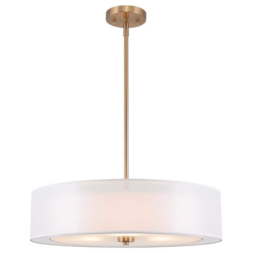 Cool Brass 20" Double Drum Chandelier with Fabric Shade