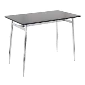 Marcel Black Wood & Chrome Metal 4 Leg Counter Height Dining Table Seats 4