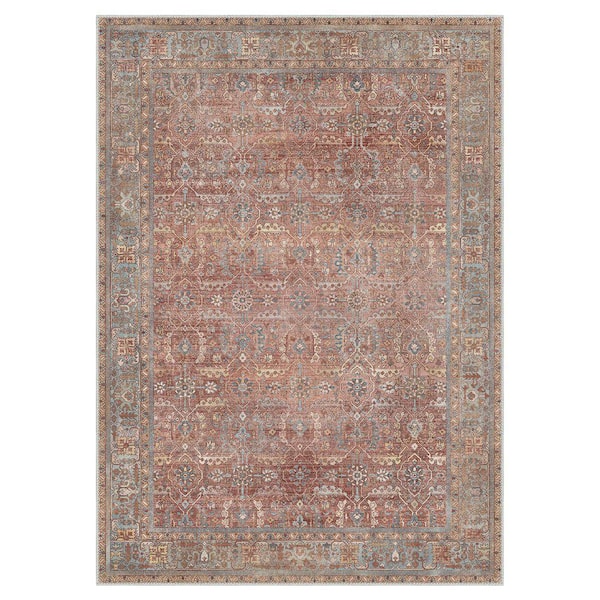 Bakhita Machine Washable Red/Blue 6 ft. x 9 ft. Floral Indoor Area Rug