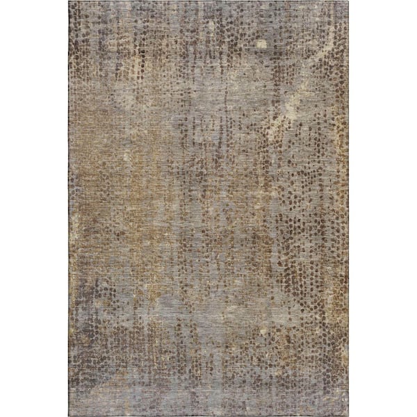 Mayfield Premium Machine Washable Abstract AMF2088 Brown 5 ft. x 7 ft. 6 in. Area Rug