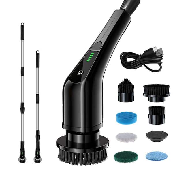 KEROMEE 7 in 1 Electric Spin Scrubber Cordless Cleaning Brush with Extendable Handle for Floor Cleaner, Bathtub, Sweeper