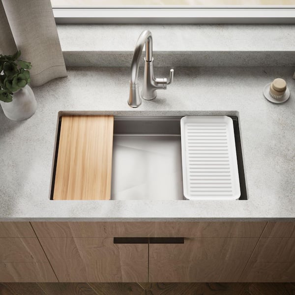 Strive 32 in. Undermount Single Bowl Stainless Steel Workstation Kitchen Sink