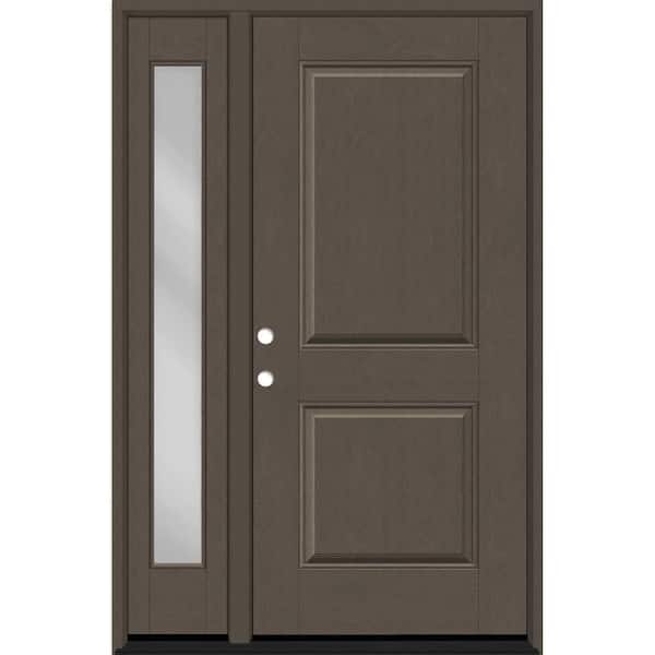 Steves & Sons Regency 51 in. x 80 in. 2P Squaretop RHIS Ashwood Stain Mahogany Fiberglass Prehung Front Door w/ Clear 12 in. SL 6-9/16