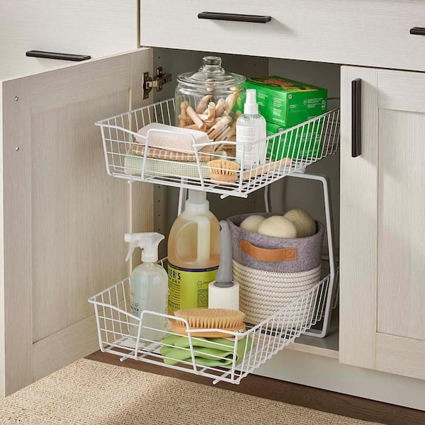 Kitchen Pantry with White Wire Baskets - Transitional - Kitchen