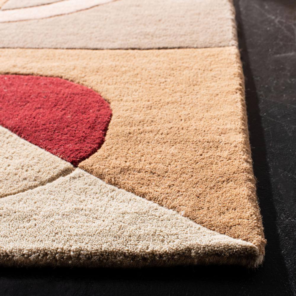 Beige and Multicolor Hand-Tufted Wool Square Area Rug