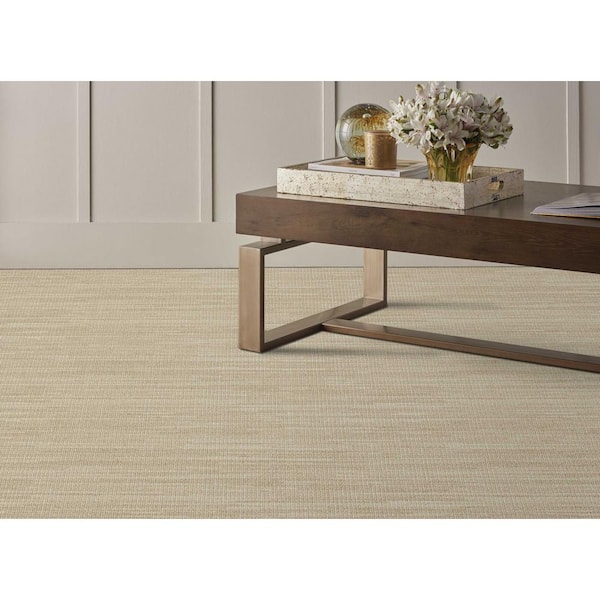 Terrestrial Cliffside Beige 13.2 ft. 35.39 oz. Wool Loop Installed Carpet