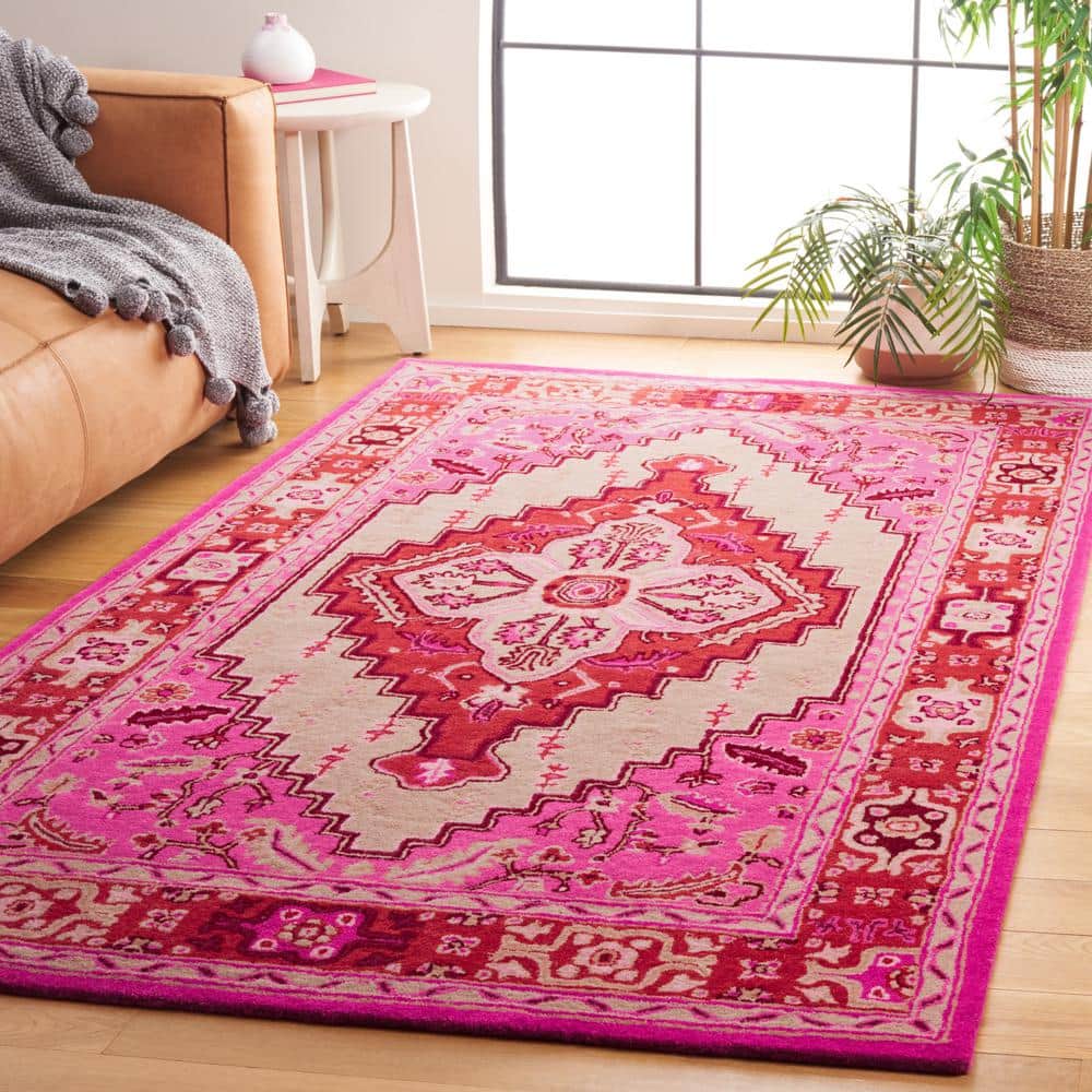 Bellagio Fusion Red-Pink Hand-Tufted Wool Area Rug - 2'6" x 4'