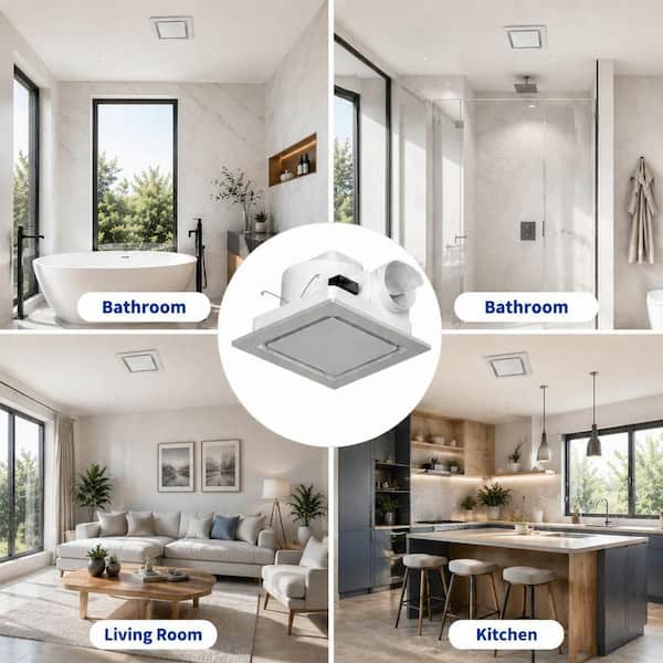 シャンデリアファン 9.8 in. Gray Flush Mount Fandelier Ceiling Fan, Ceiling Bathroom