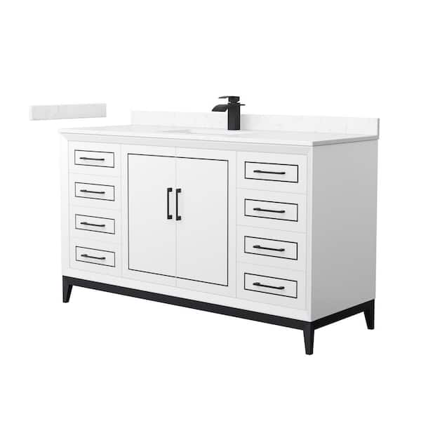 Wyndham Collection Marlena 60 in. W x 22 in. D x 35.25 in. H Single Bath Vanity in White with Carrara Cultured Marble Top