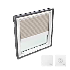 30-1/16 x 30 in. Fixed Deck Mount Skylight with Laminated LowE3 Glass & Classic Sand Solar Powered Light Filtering Blind