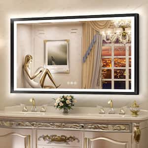 60 in. W x 36 in. H Rectangular Aluminum Framed with 3 Colors Dimmable LED Anti-Fog Wall Mount Bathroom Vanity Mirror