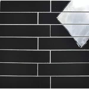 Black Diamond Straight Edge Subway 3 in. x 12 in. Glass Peel and Stick Decorative Art Tile (11 sq. ft./Case)