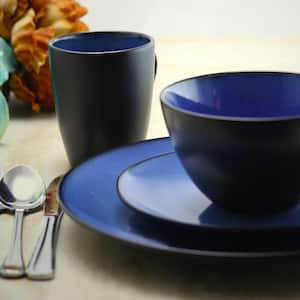 Soho Lounge 16-Piece Casual Blue Earthenware Dinnerware Set (Service for 4)
