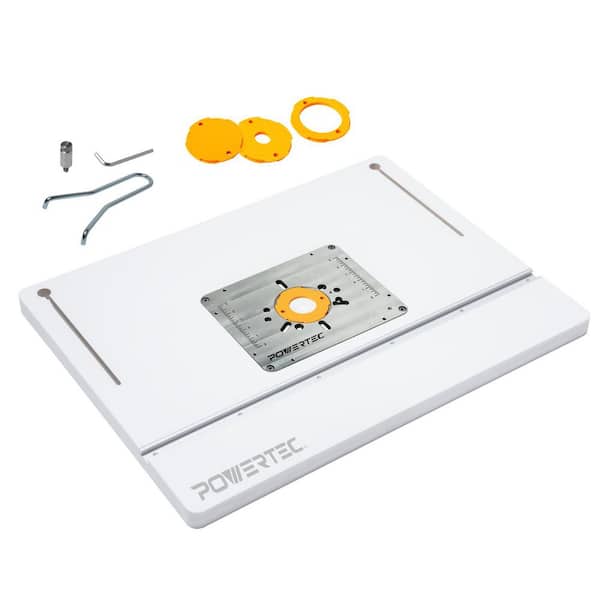24 in. x 32 in. Router Table Top with Aluminum Insert Plate, Reducer Rings, Leveling Screws & Starting Pin