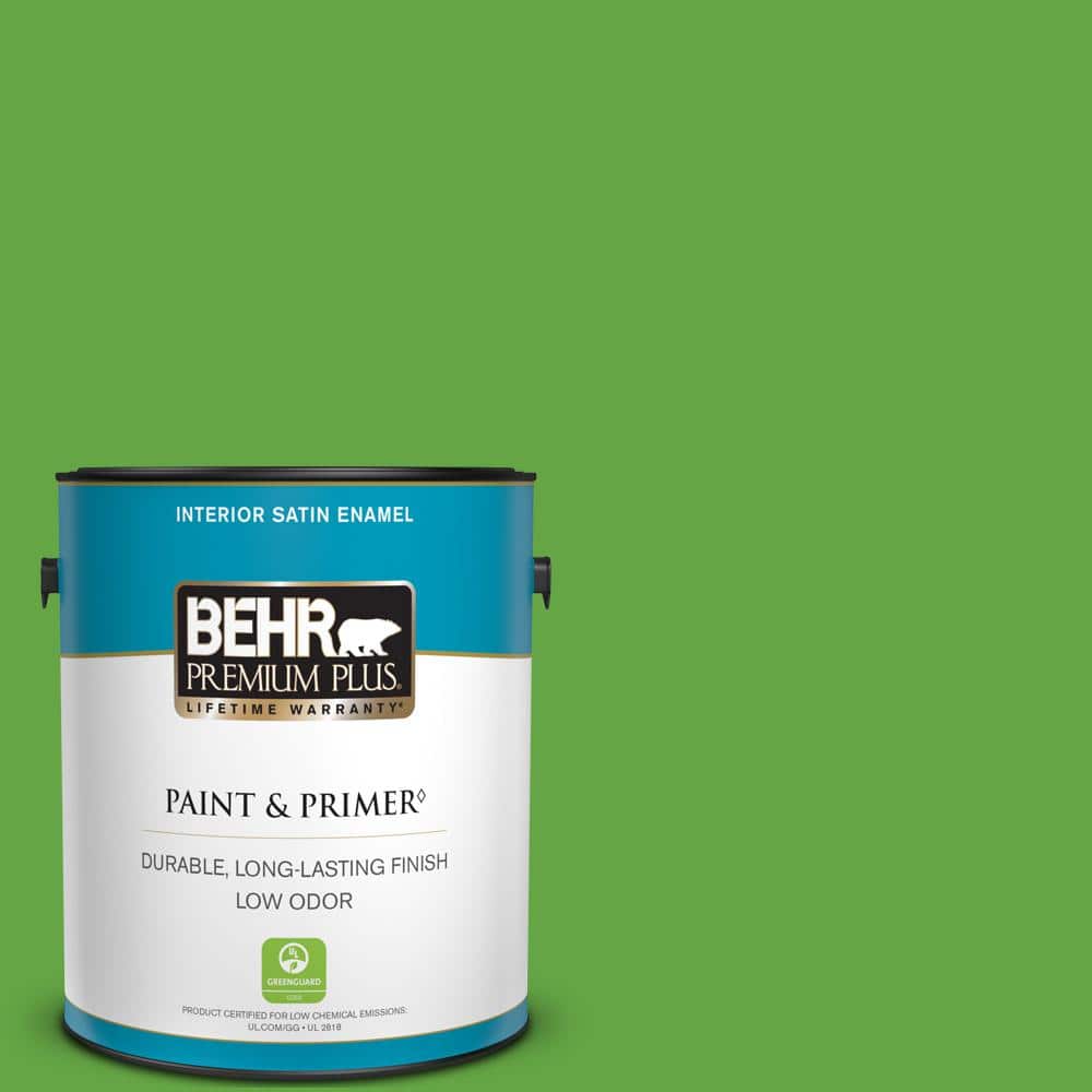 BEHR PREMIUM PLUS 1 gal. 430B6 Caterpillar Satin Enamel Low Odor Interior Paint & Primer