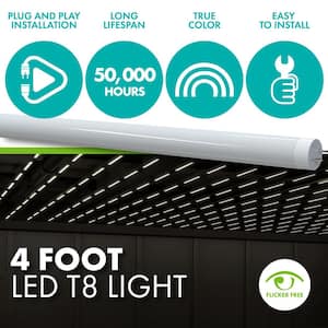14-Watt/32-Watt Equivalent 4 ft. Linear T8 Type A LED Tube Light Bulb, Daylight 5000K, 25-pack