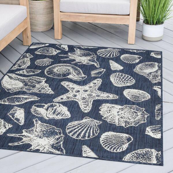 Tayse Nature Seashore Nautical Area Rug - Beige Beige