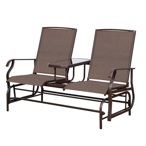 Cisvio 2-Person Metal Outdoor Glider Bench, Patio Glider Bench with ...