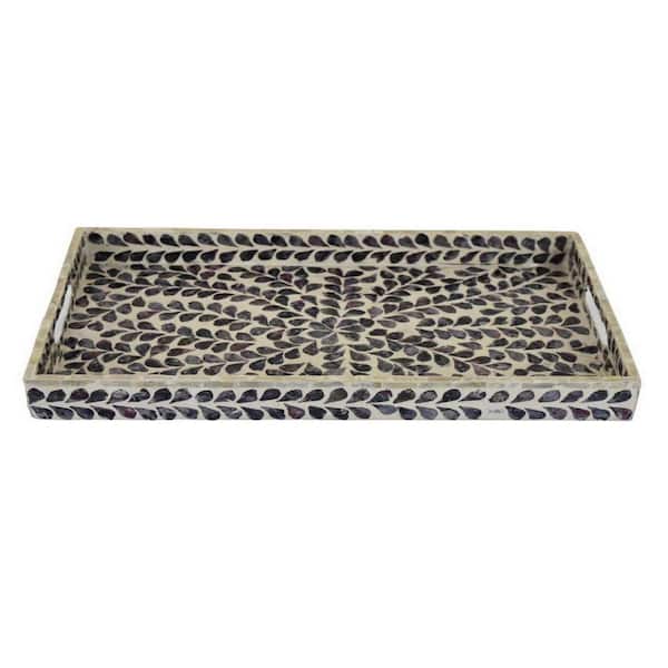 Benjara Purple and White Decorative Tray